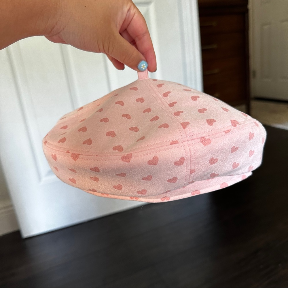 Cute Pink Heart Beret Hat